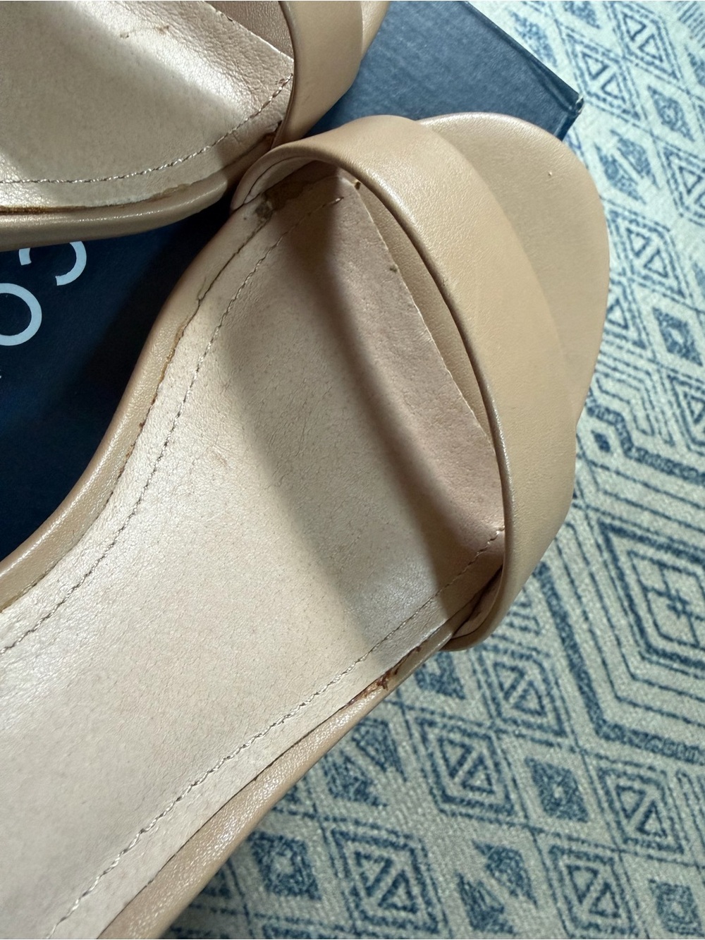 Steve Madden Beige Ankle-Strap Block Heel Sandals - Picture 5 of 7